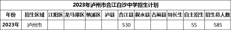 2024年瀘州市合江白沙中學(xué)招生計(jì)劃是多少？
